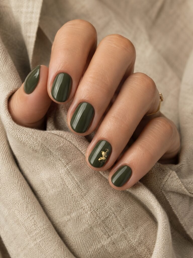 Earthy Green Nails