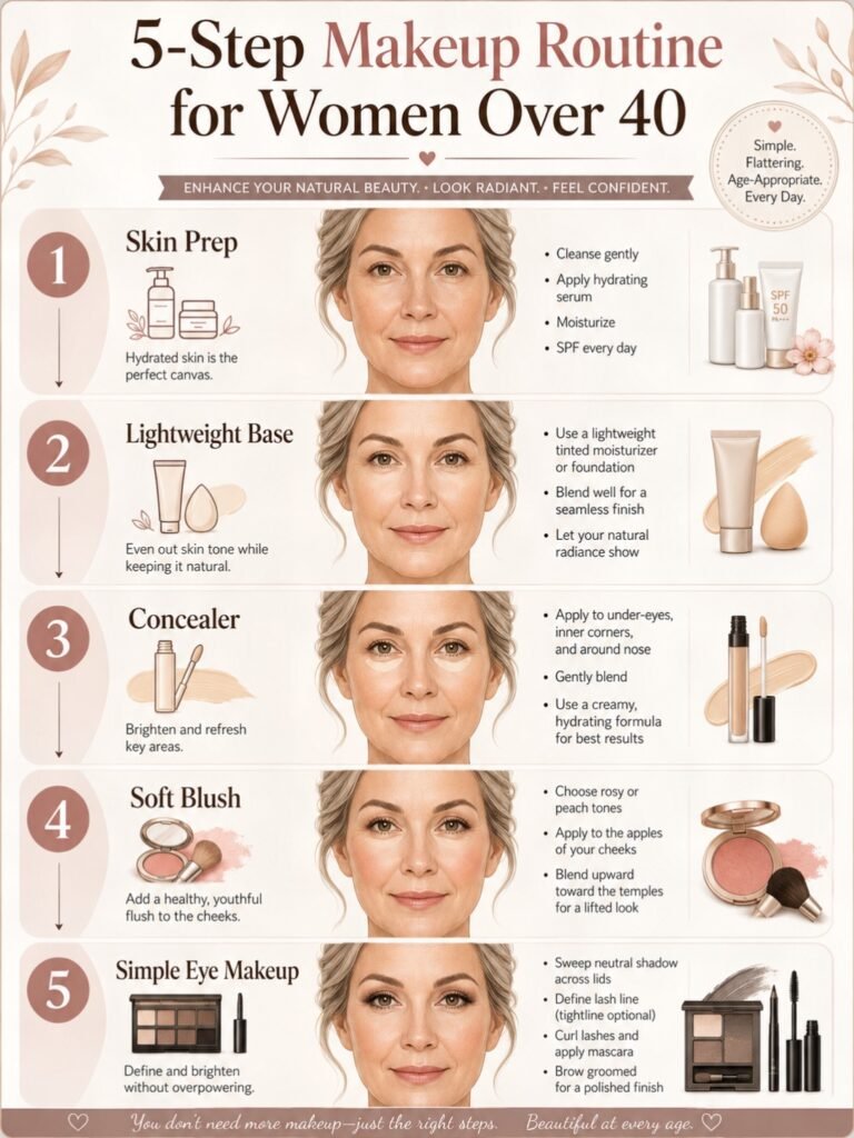 five makeup stages for women over 40