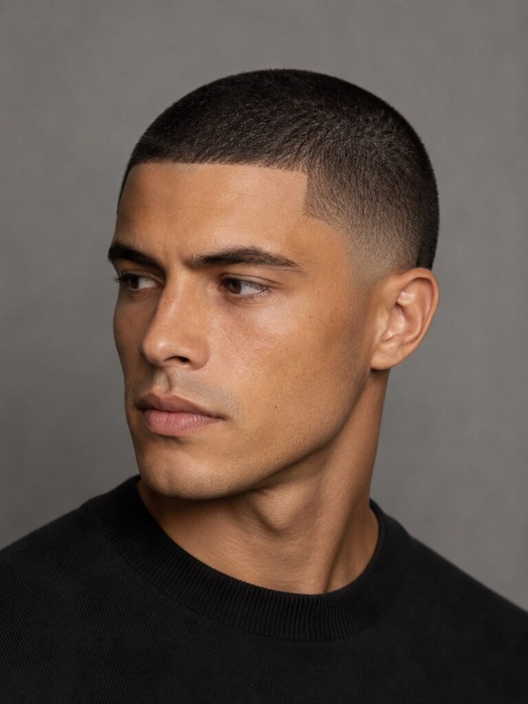 Modern tailored buzz cut on a male