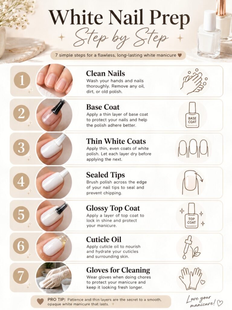 Step-by-step white nail guide