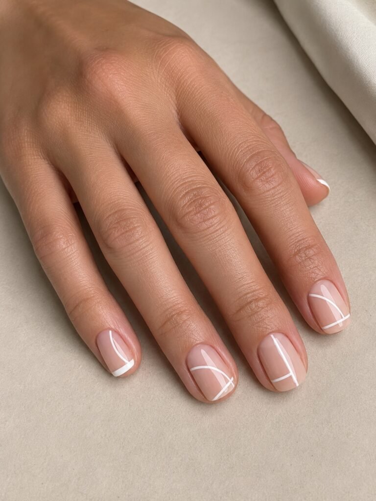 White Negative Space Nails
