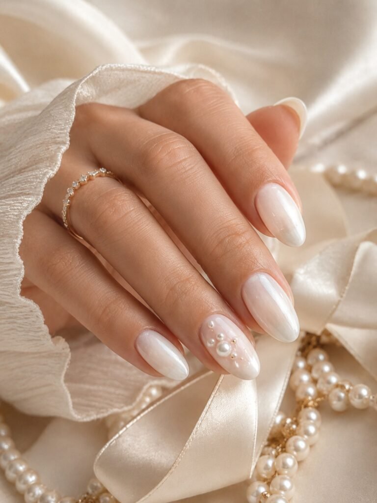 White Pearl Accent Nails