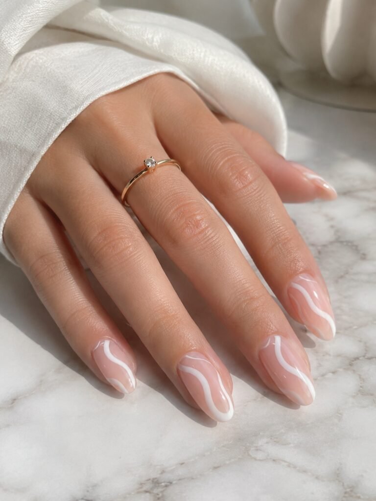 White Swirl Nails