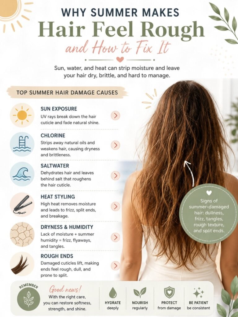 Why hair feels rough after summer and how to soften it