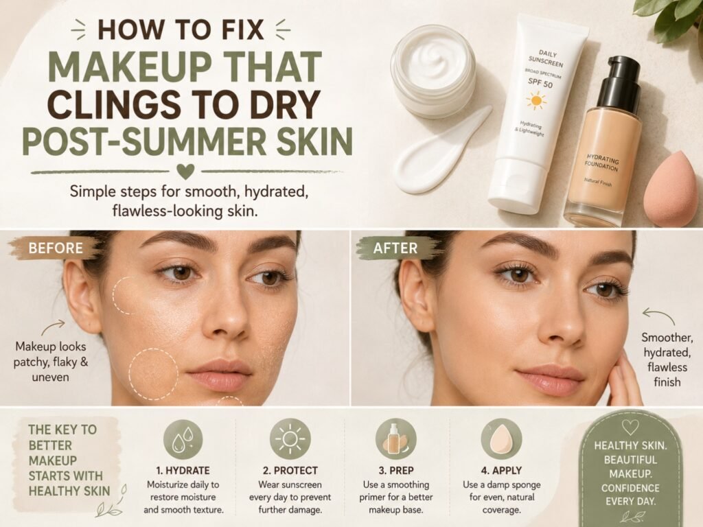 Makeup That Clings to Dry Post-Summer Skin: 8 Fixes