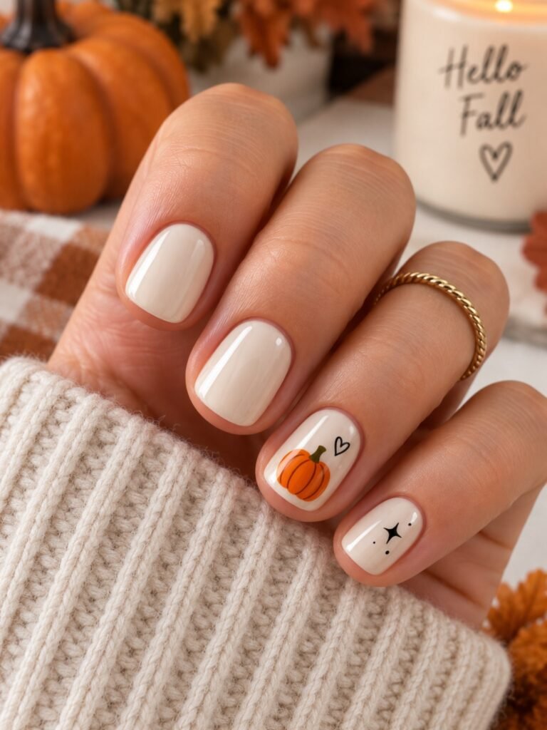 Pumpkin Accent Nails