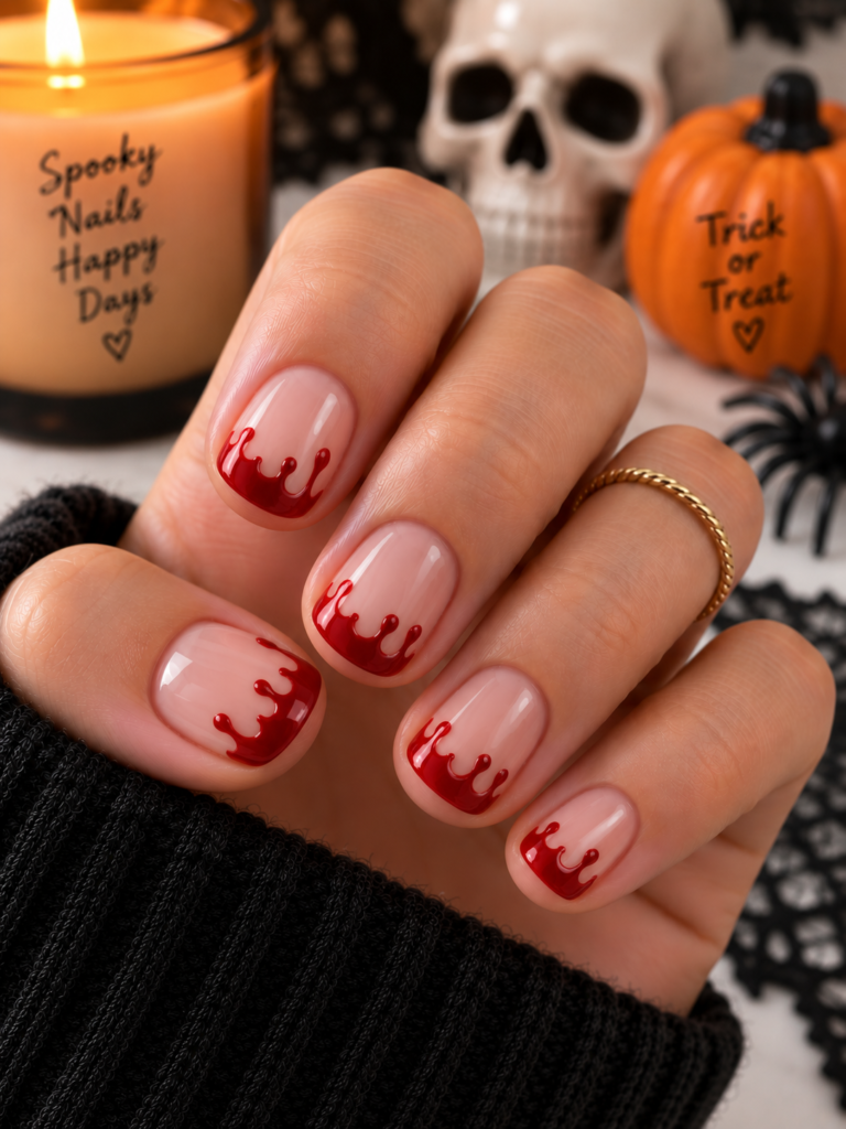 Spooky Dripping Blood Halloween Nails