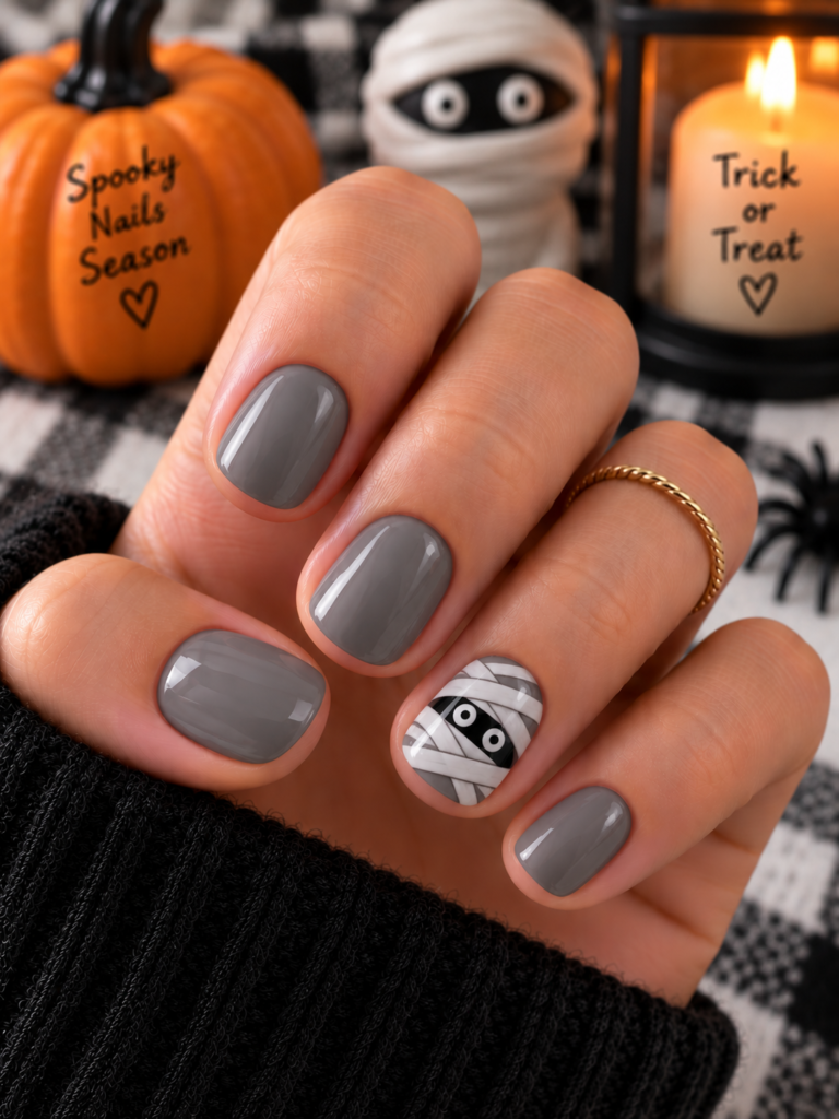 Spooky Mummy Nail Art Glow